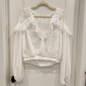 FreePeople V-neck Long Sleeves White Blouse